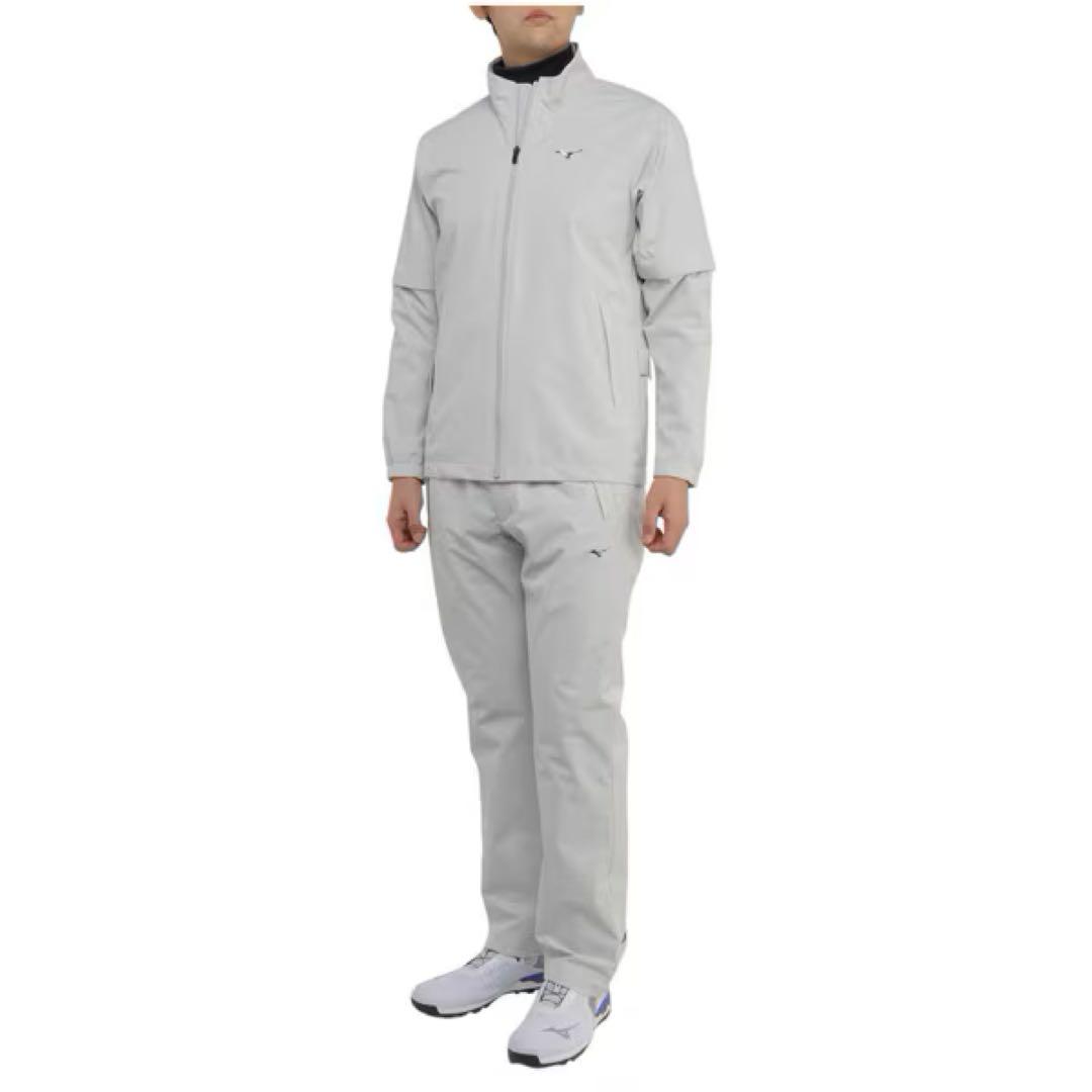 (新品)Mizuno ゴルフ用レインスーツ　ライトグレー　Lサイズ