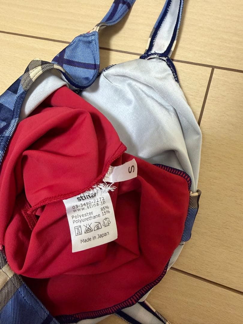 バレエレオタード 赤青チェック Sサイズ