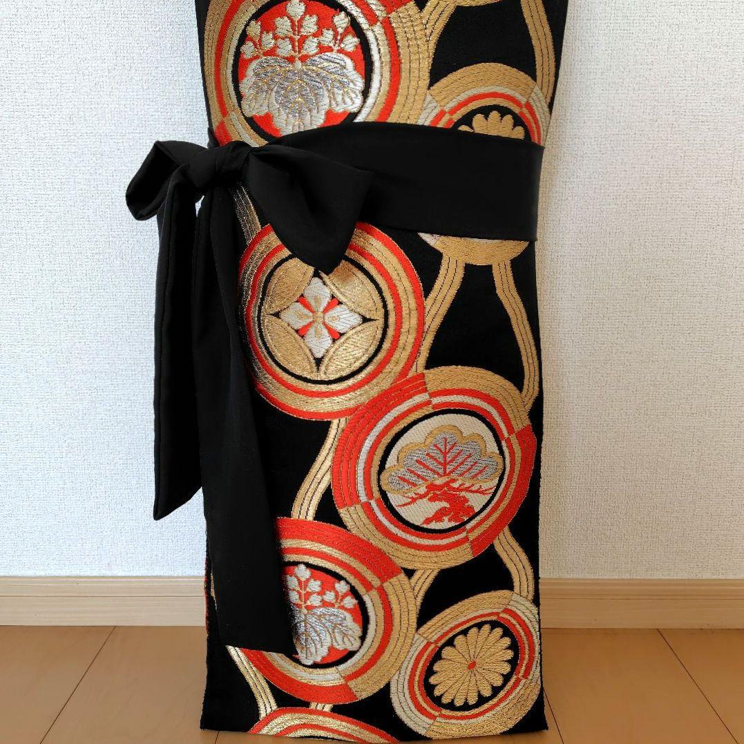 お琴カバー【紋】着物帯 ゆたん油単ハンドメイド 和楽器 正絹 袋帯 生田流山田流