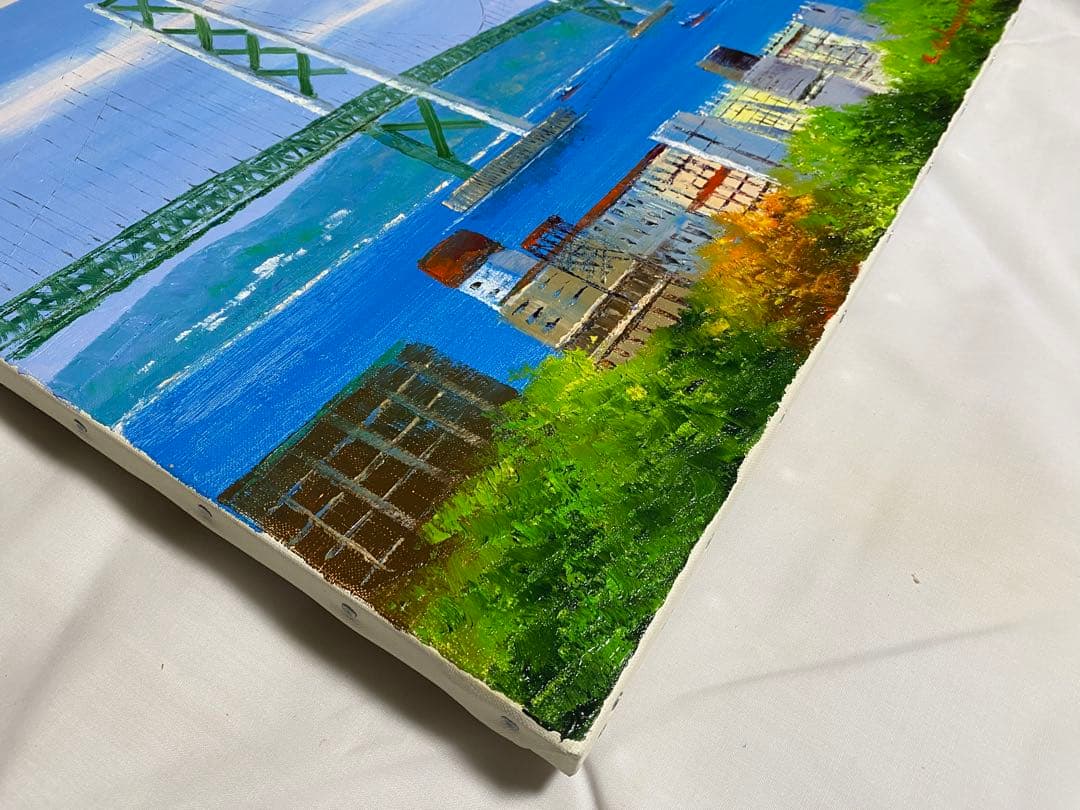 油彩画 明石大橋 小林幸三 F10