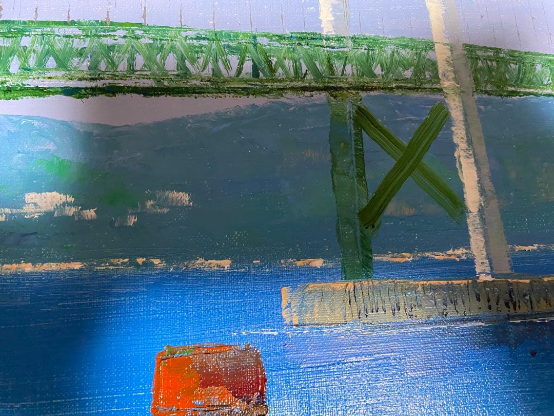 油彩画 明石大橋 小林幸三 F10