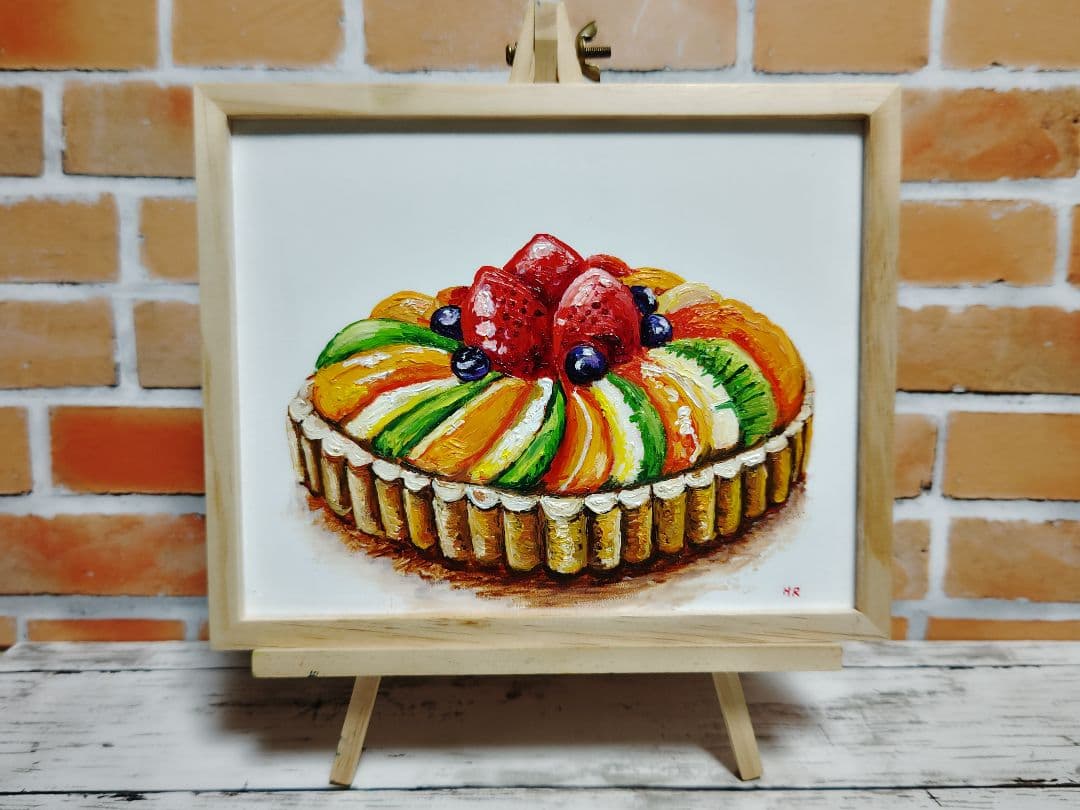 油絵 絵画 【カラフルフルーツタルト】