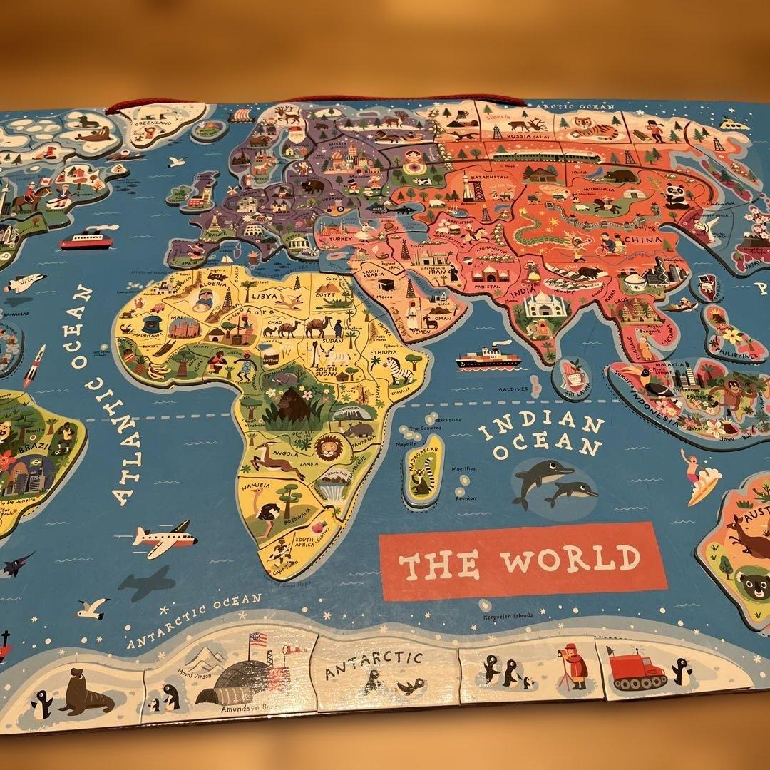 【美品】Janod 世界地図 ジグソーパズル　壁掛け　大型