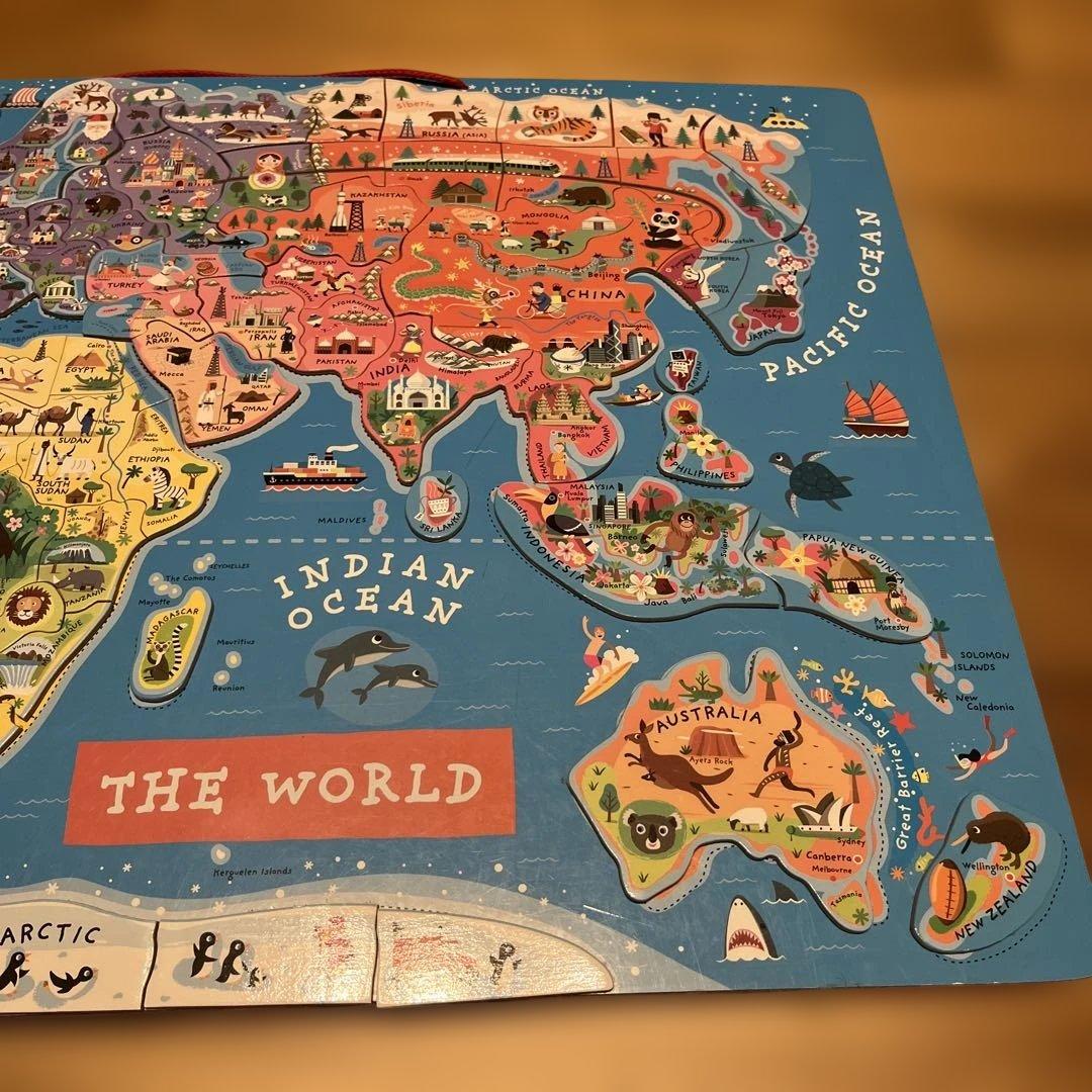 【美品】Janod 世界地図 ジグソーパズル　壁掛け　大型