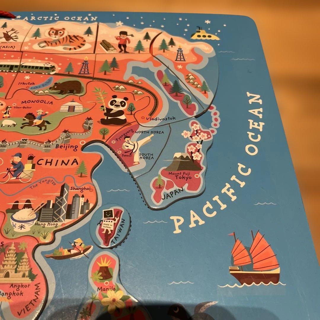 【美品】Janod 世界地図 ジグソーパズル　壁掛け　大型