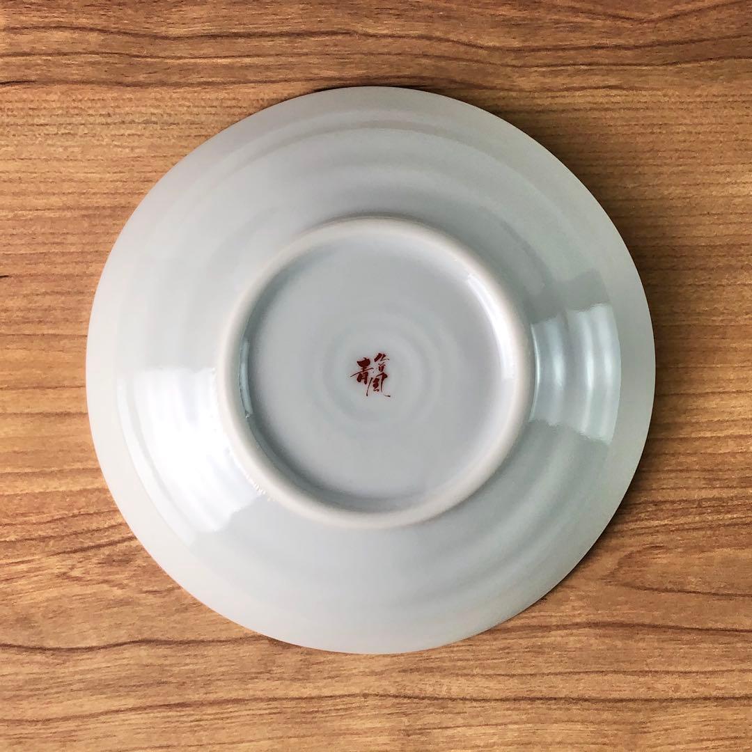 九谷焼　新品　4号皿　染付瓔珞紋　庄三　小皿　5枚