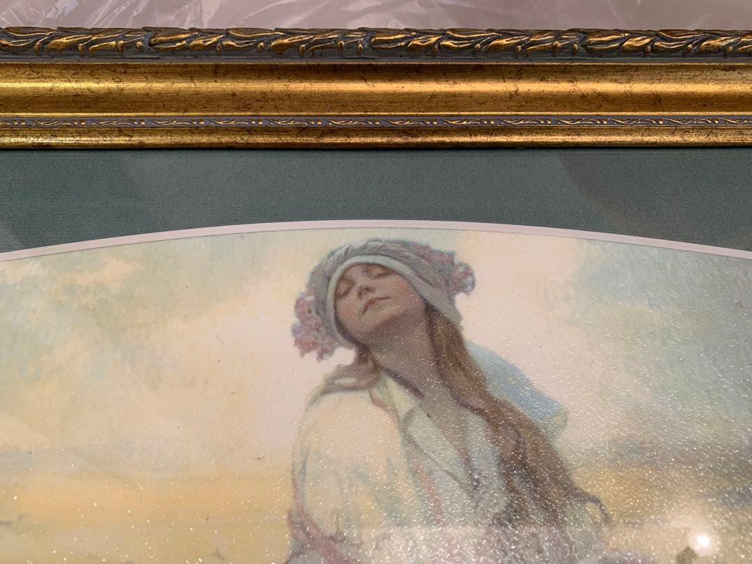 アルフォンス・ミュシャ「ボヘミアの唄」　油彩画風　額装　複製画