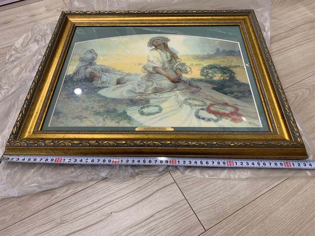 アルフォンス・ミュシャ「ボヘミアの唄」　油彩画風　額装　複製画