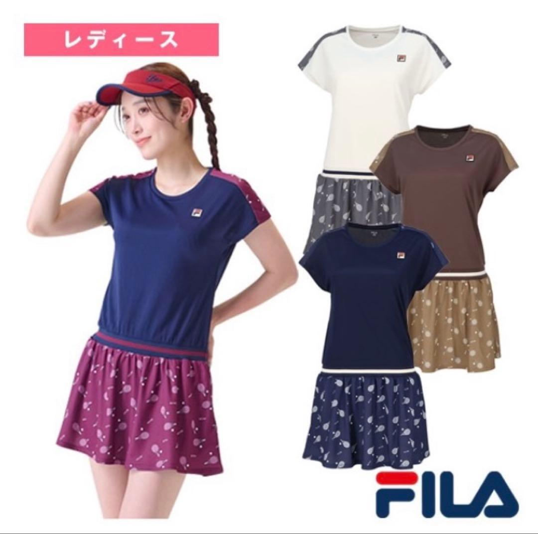 No.595 FILA ラケット柄ワンピース★NAVY★