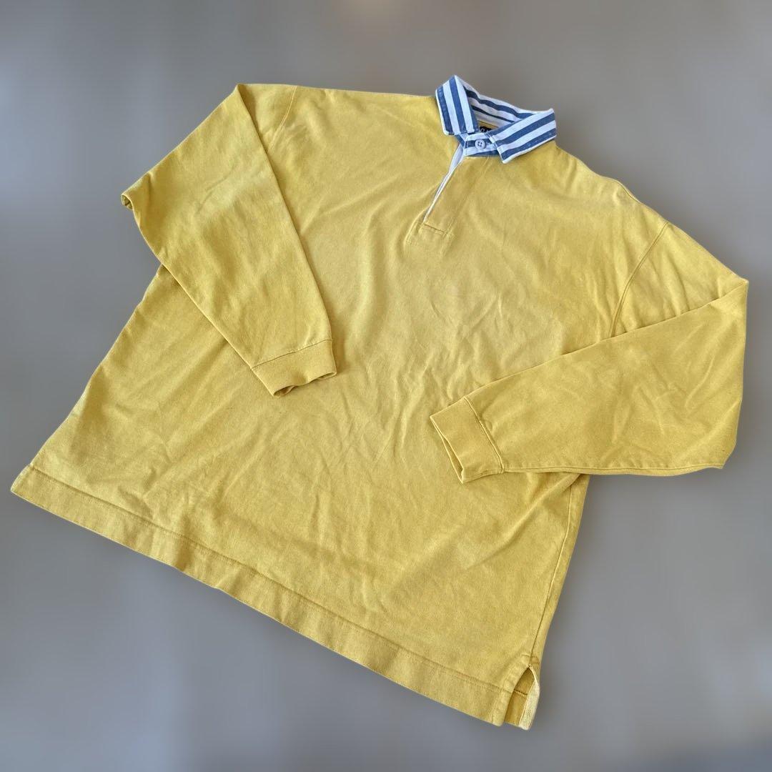 90'sデカタグOLD GAP ラガーシャツ イエロー　ストライプ襟