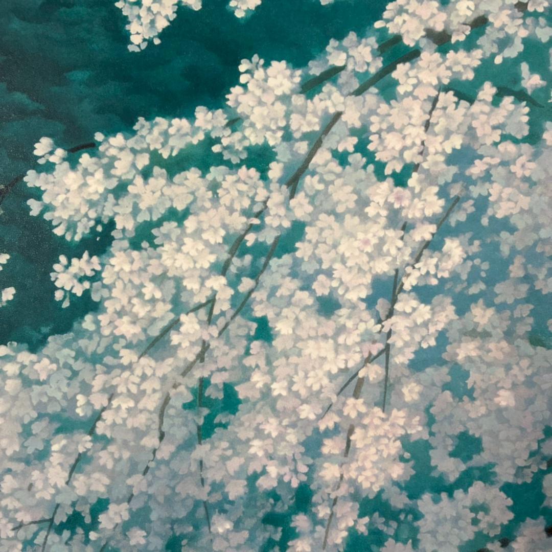 美品 東山魁夷「宵桜」リトグラフ 新復刻画 保証書・東山すみ承認印有 有名画家