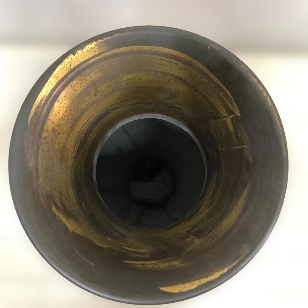 中国風 大型壺 朱色 レリーフ彫刻 花鳥図 花瓶 高約48cm 260216-2
