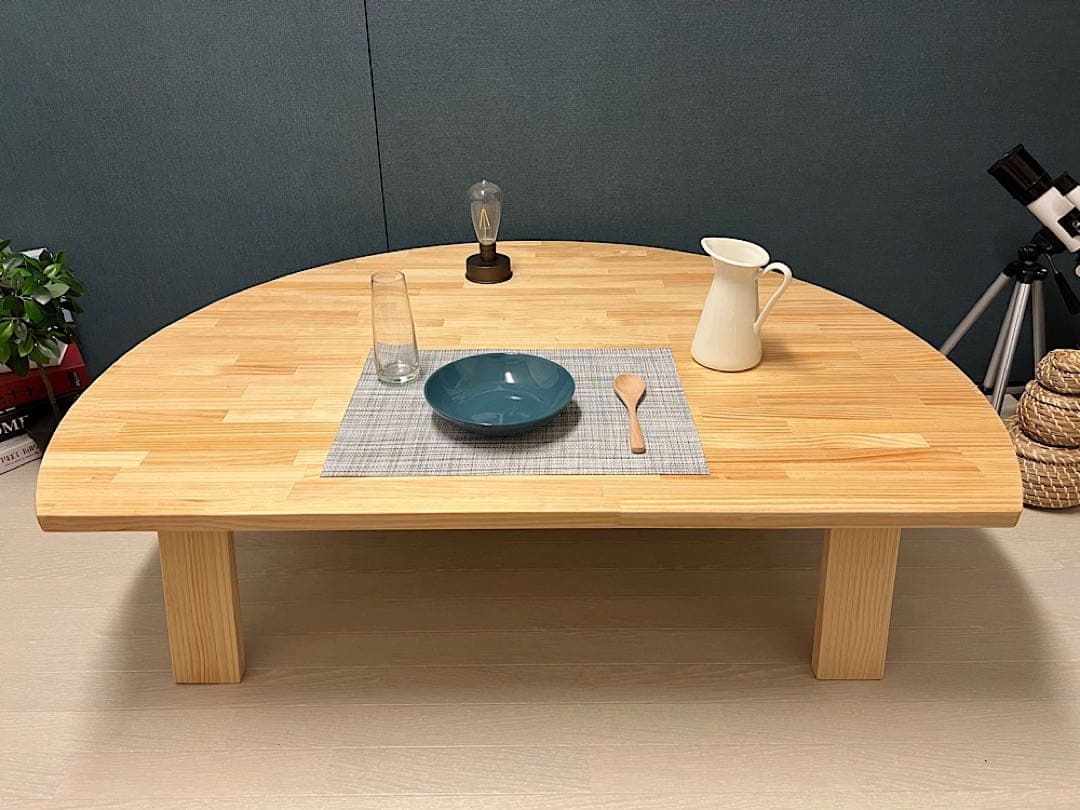 【送料無料】 ローテーブル 半月形 かまぼこ 120×90cm パイン 折畳脚