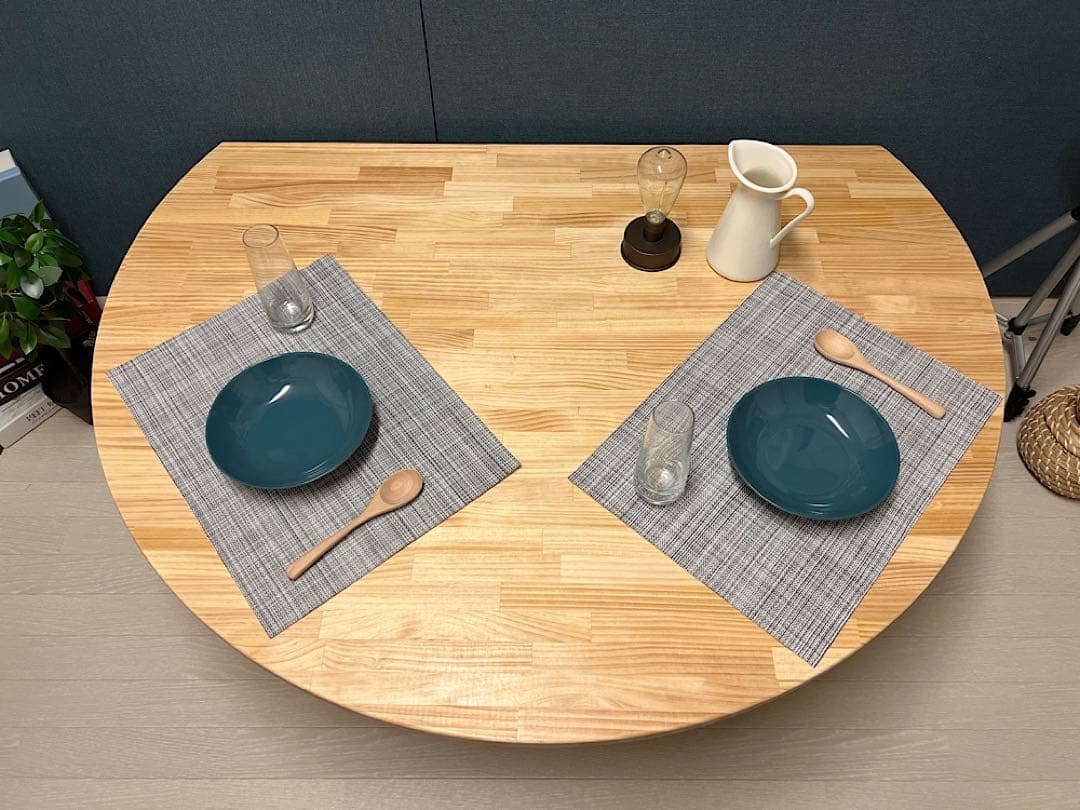 【送料無料】 ローテーブル 半月形 かまぼこ 120×90cm パイン 折畳脚