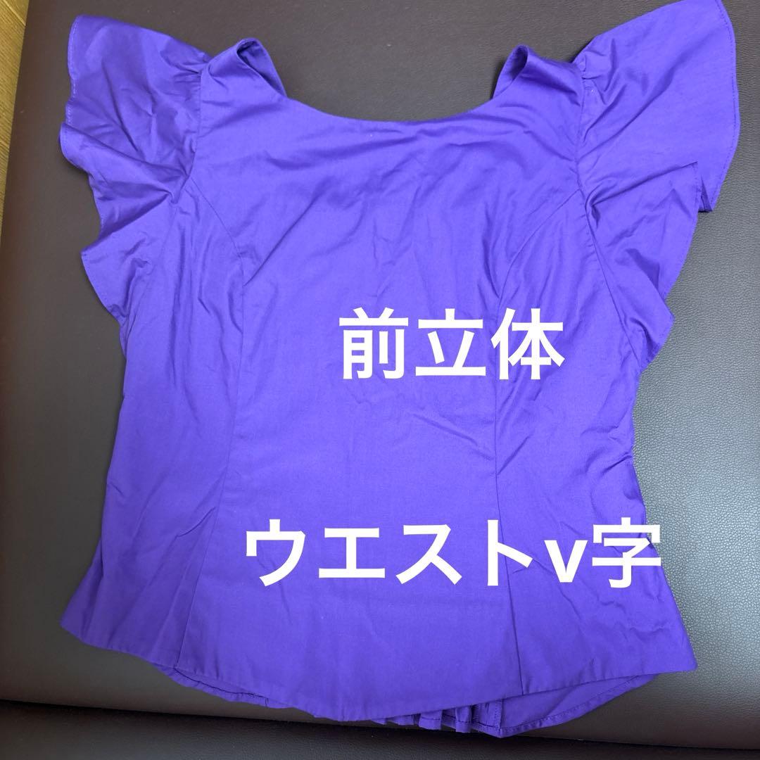 フラダンスドレスセパレートタイプ　花柄パウスカート （85cm） と紫トップス