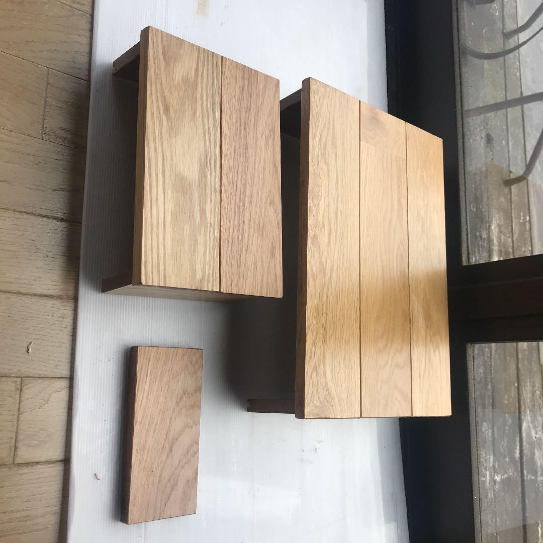 建築工房の手作りナラ材ローテーブル2台+まな板3点セット+