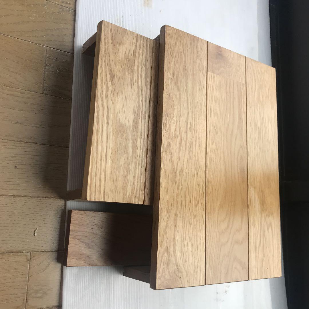 建築工房の手作りナラ材ローテーブル2台+まな板3点セット+