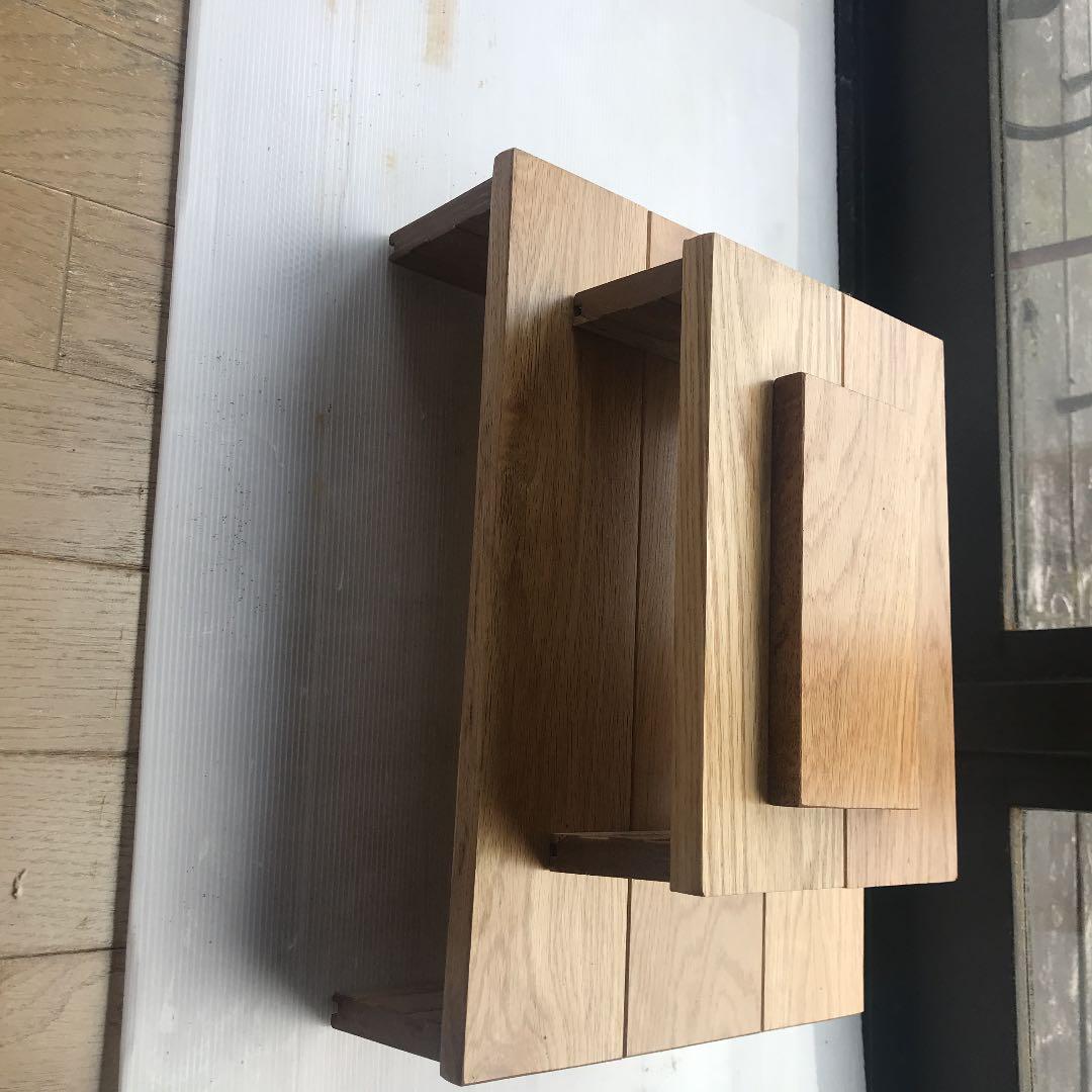 建築工房の手作りナラ材ローテーブル2台+まな板3点セット+