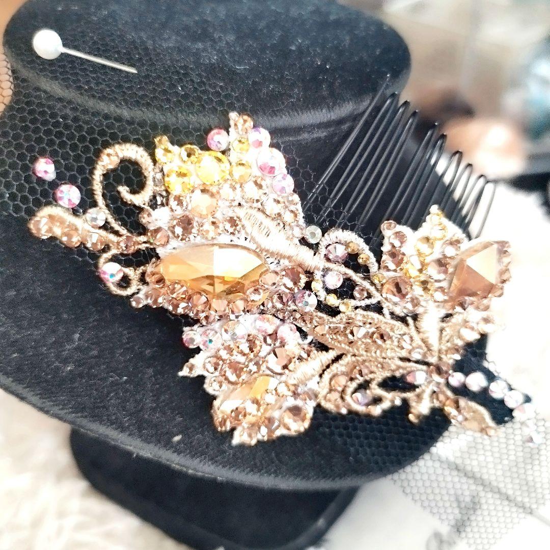 ひつじママ様　ゴージャス♡ゴールドのネックレス＆髪飾り　社交ダンス　イヤリング