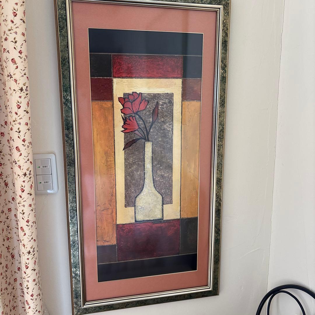 お値下げ。絵画。赤い花の抽象画 モダンアート。未使用。