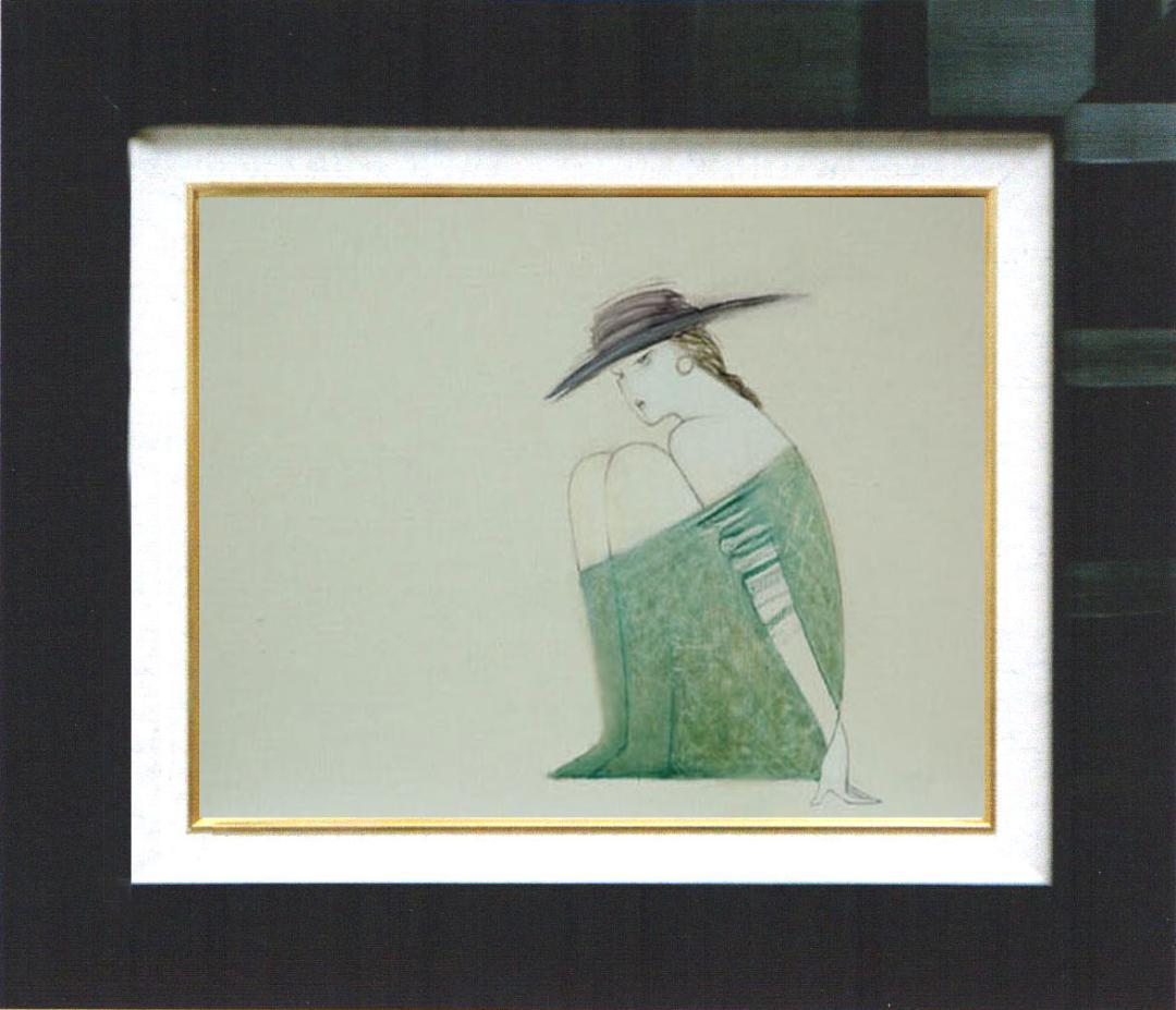 油絵 菅家令子 絵 絵画 インテリア 額付(黒) F4-072012 人物 女性