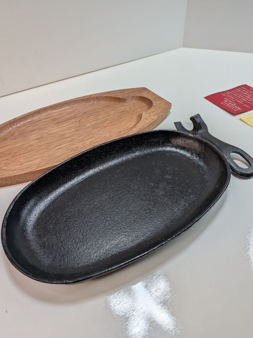 【 未使用品 】 アサヒ／ステーキ皿／6枚セット／木製トレイ／ハンドル付き