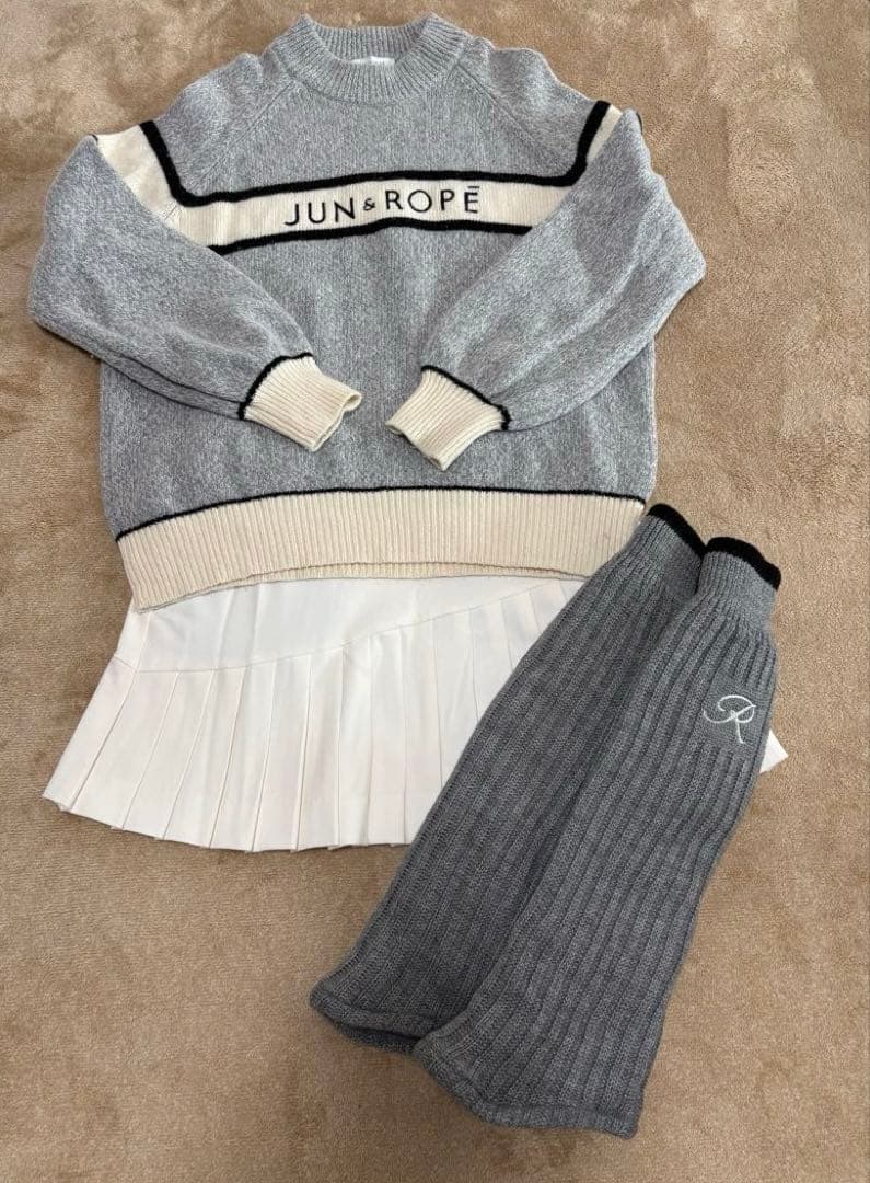 【美品】JUN&ROPE ジュンアンドロペ　レッグウォーマー　リブ編みソックス