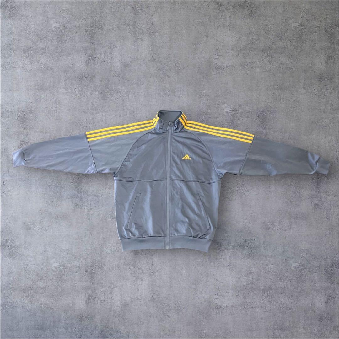 adidas トラックジャケット 90s〜 くすみグレー×イエロー L相当 希少