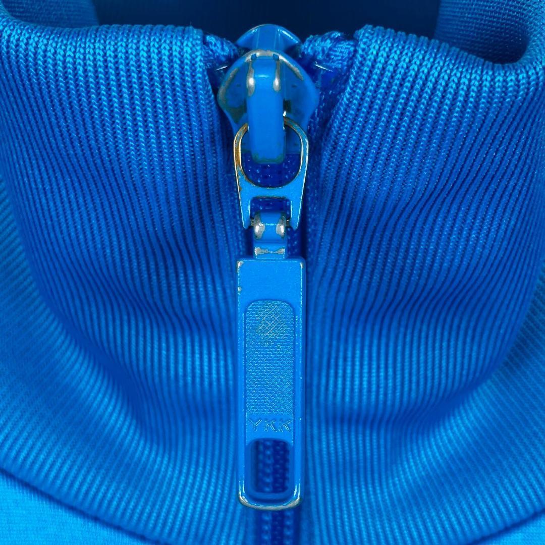 adidas トラックジャケット 囲みロゴ 裏起毛 希少デザイン ブルー M