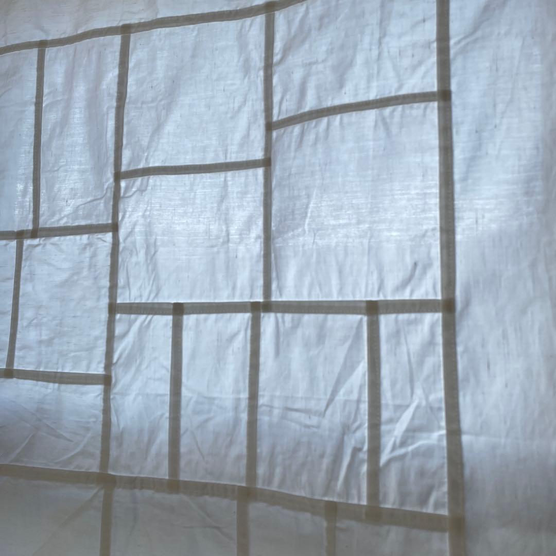 ⑤ ポジャギ　ハンドメイド　綿麻　リネン　白　ホワイト　75×63