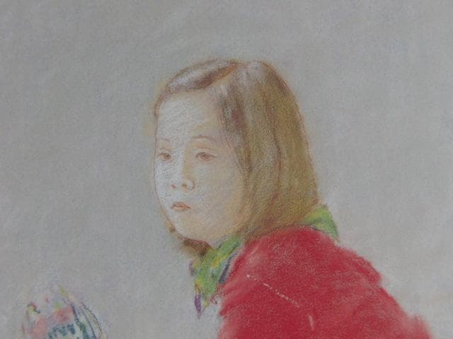 大津英敏、【思い出】、希少な大判額装用画集より、美品、日本人画家