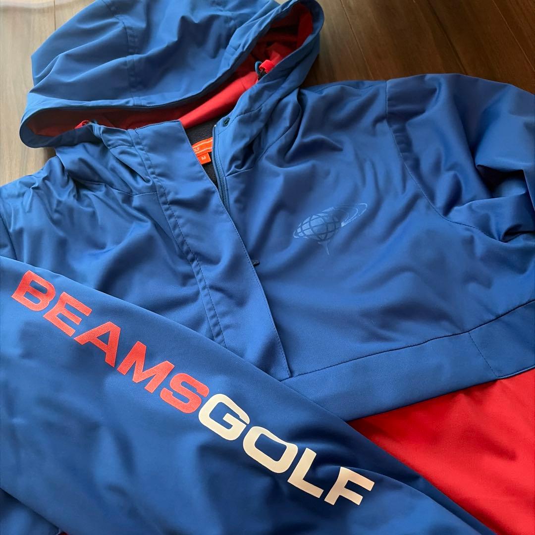 最終値下げ！BEAMS GOLF フード付きジャケット 青赤　防風防寒