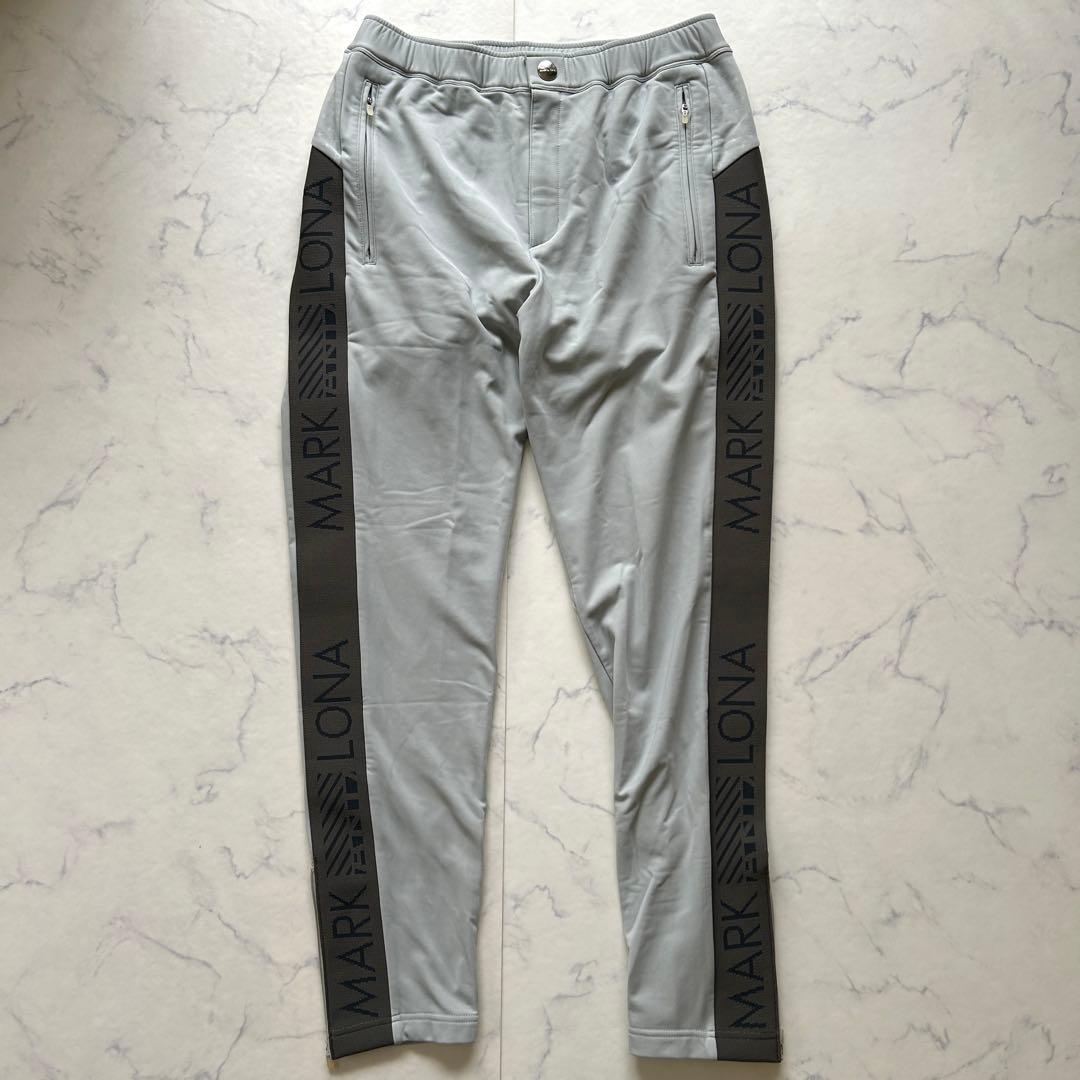 MARK&LONA ストレッチパンツ サイドライン グレー シルバーボタン