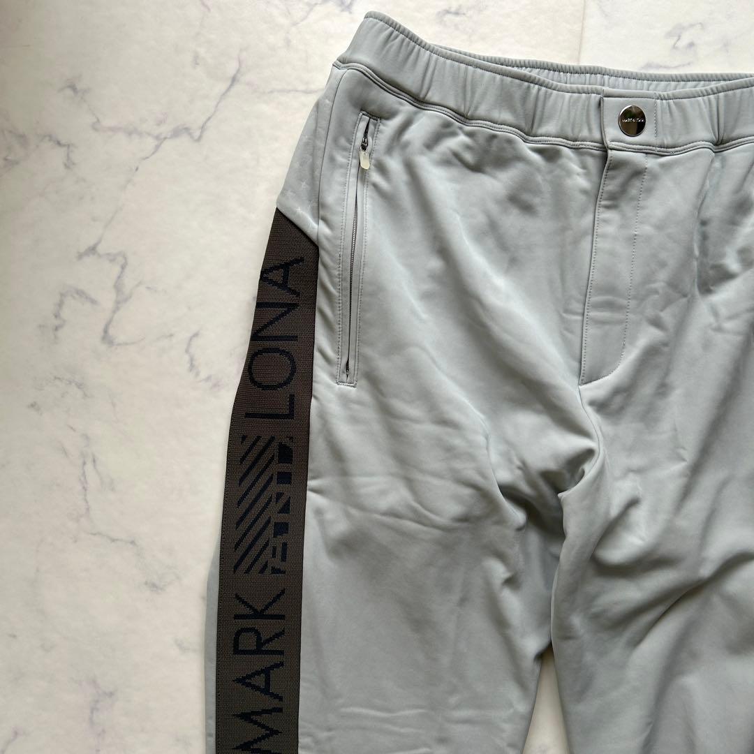 MARK&LONA ストレッチパンツ サイドライン グレー シルバーボタン