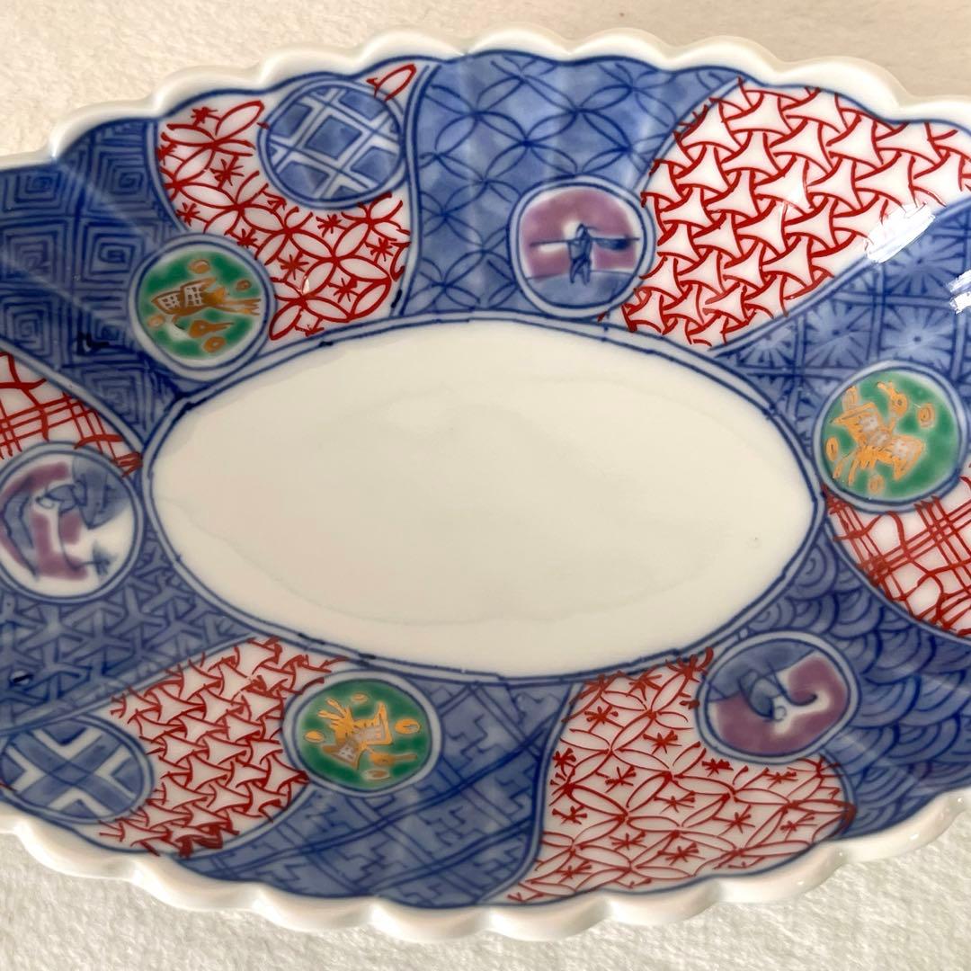 【有田焼】根之吉窯 色絵丸紋祥瑞　菊花形　盛鉢　2個