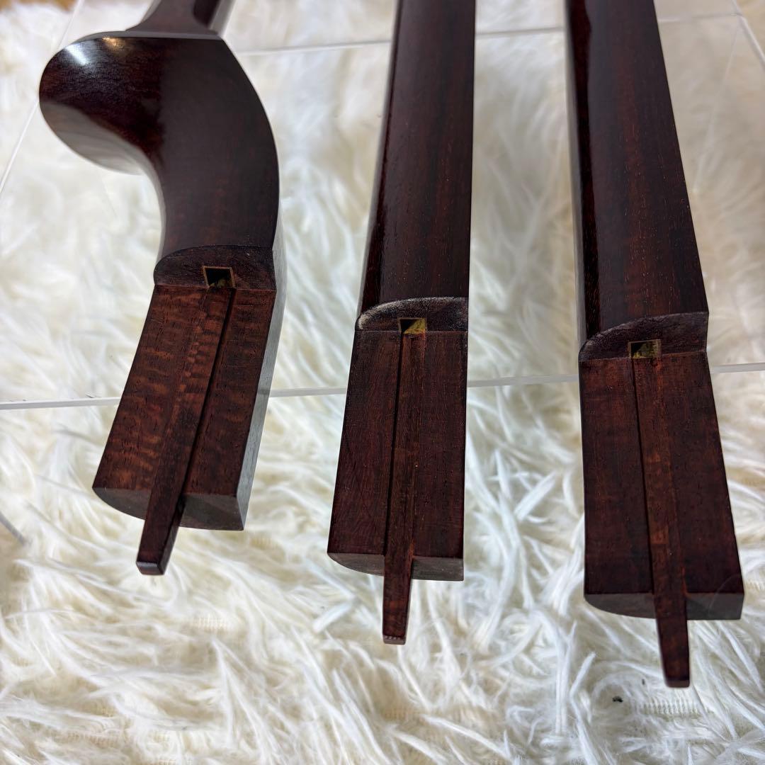 【極上品】三味線 細棹 金細 K18 虎トチ 紅木 子持ち綾杉胴