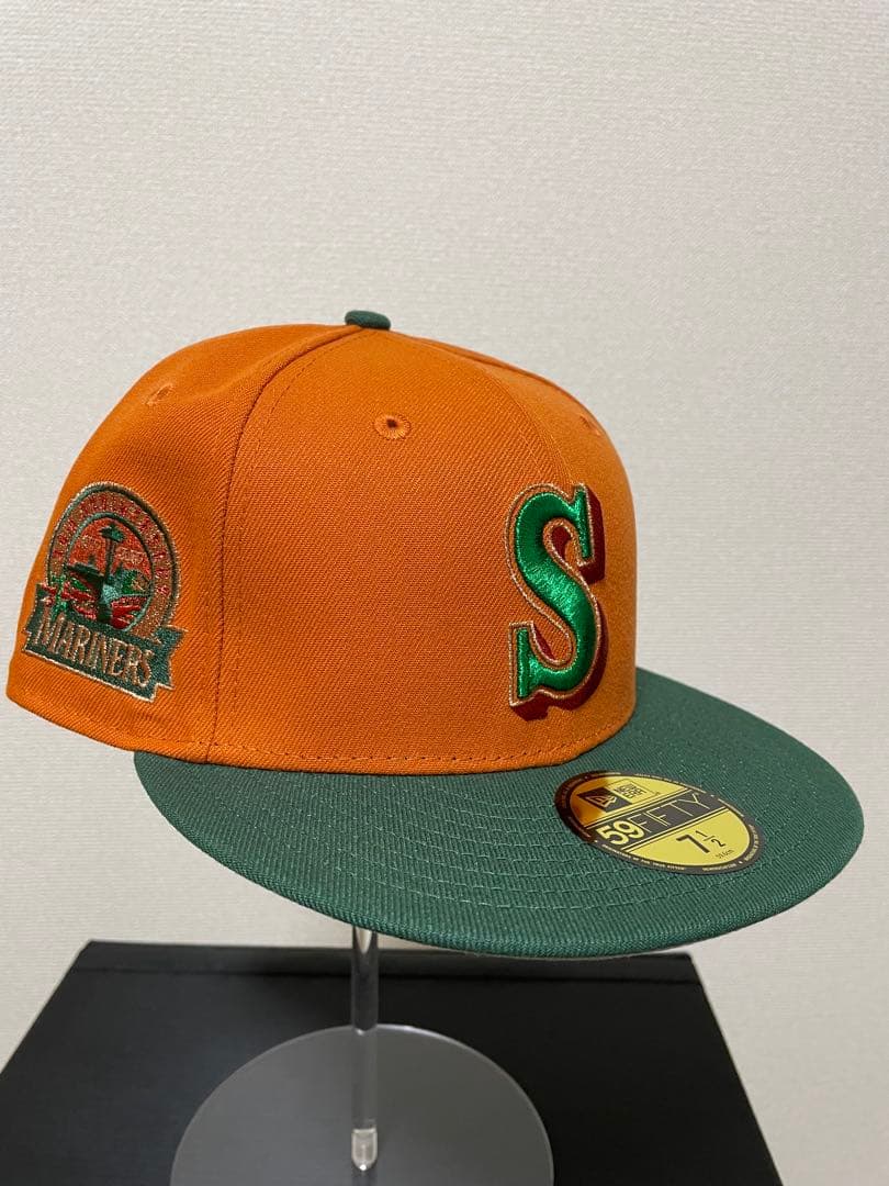 ニューエラ　59fifty マリナーズ キャップ オレンジ グリーン 7 1/2