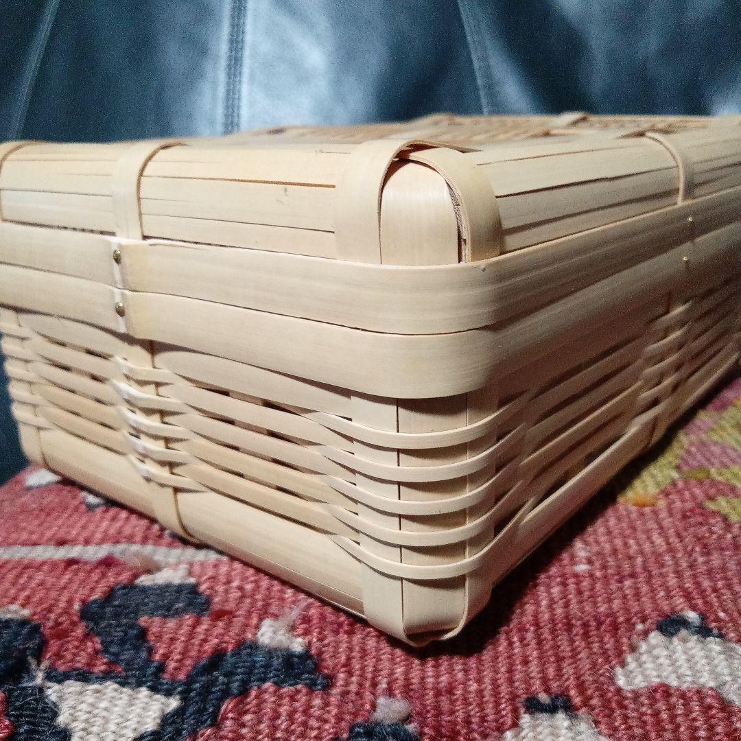 竹製 長方形 バスケット 蓋付き