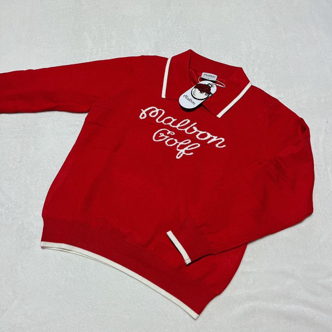 新品　マルボン　Malbon golf ゴルフ　裏地付トップス　レッド　Ｌ