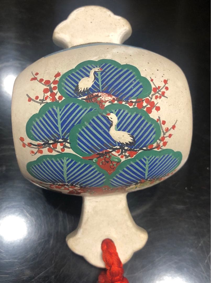 昭和レトロ　置物 京焼 小槌 色絵 銘箱 日本製 アンティーク 装飾品