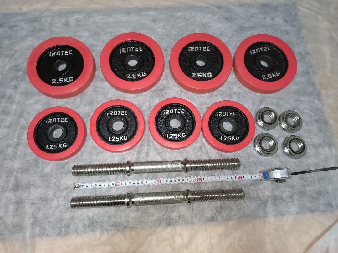 iROTEC 10kg×２ 赤ラバー付きダンベルセット