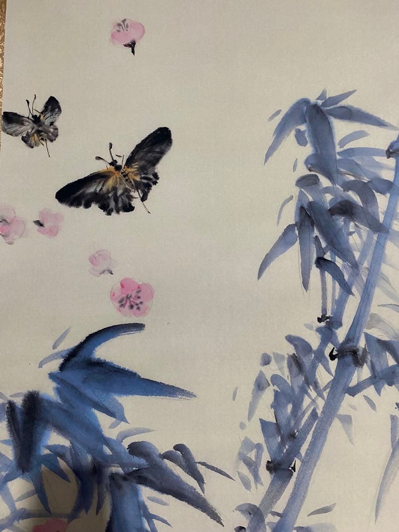 徐悲鸿 猫蝶图 中国画 掛け軸 水墨画 和室 玄関 茶室 壁掛け 美術品