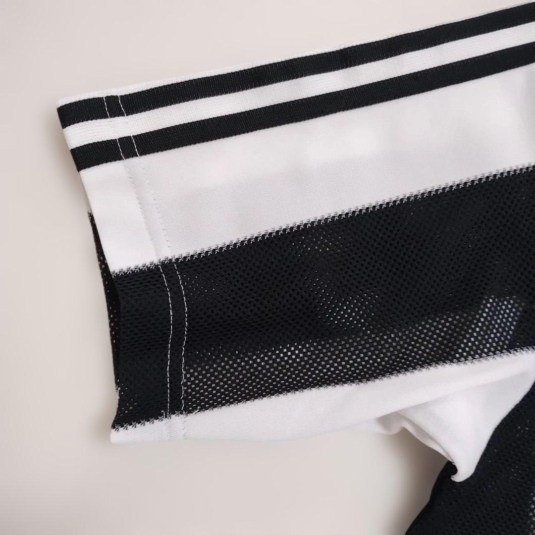 90s adidas ストライプメッシュシャツ　デサント製
