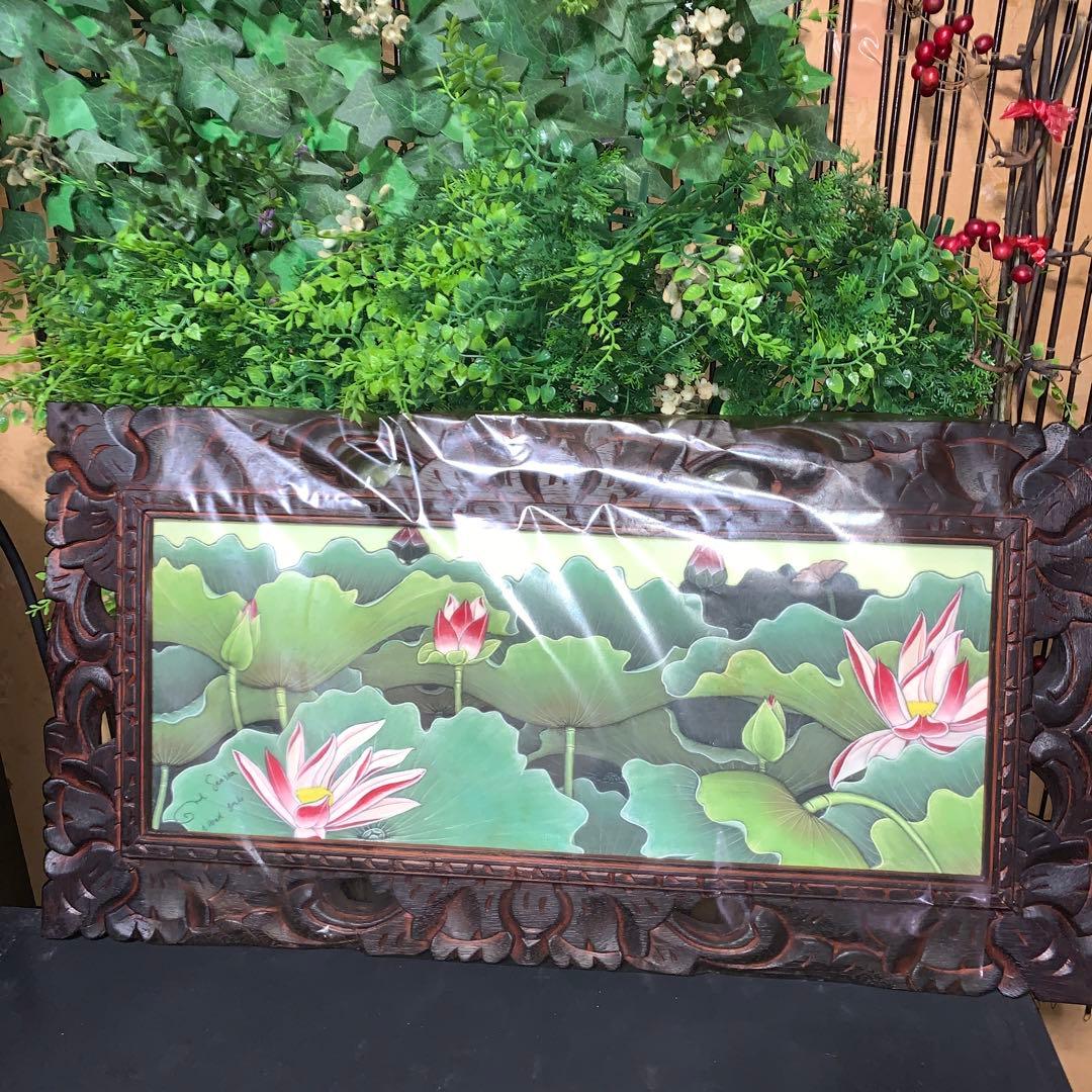 木彫り壁掛け蓮の花