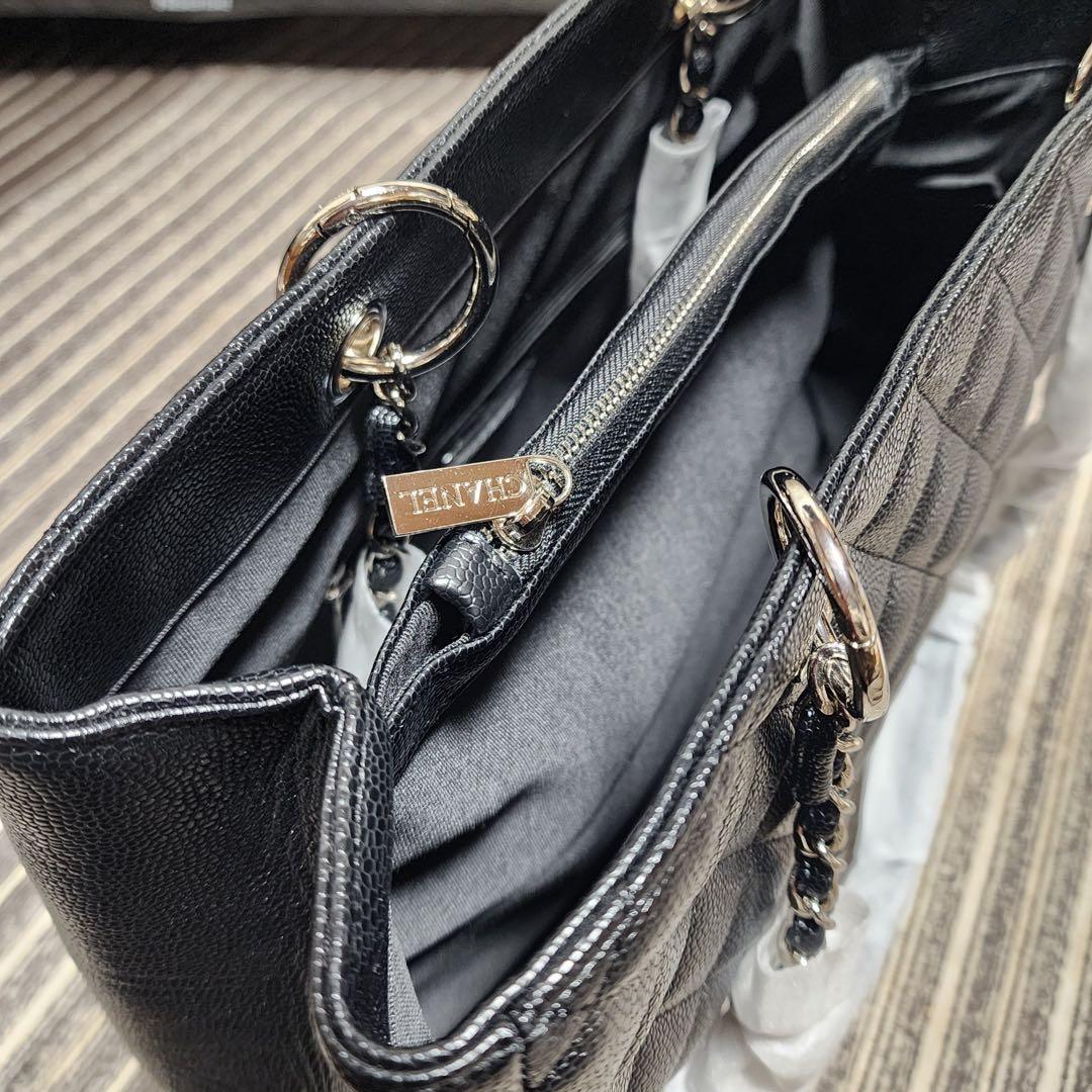 雪*衣様 CHANEL　トートバッグ　黒　シルバーチェーン
