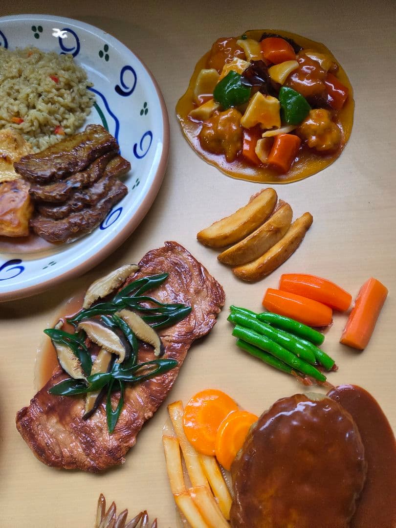 食品サンプル 天ぷら ハンバーグ ステーキ エビフライ 天丼