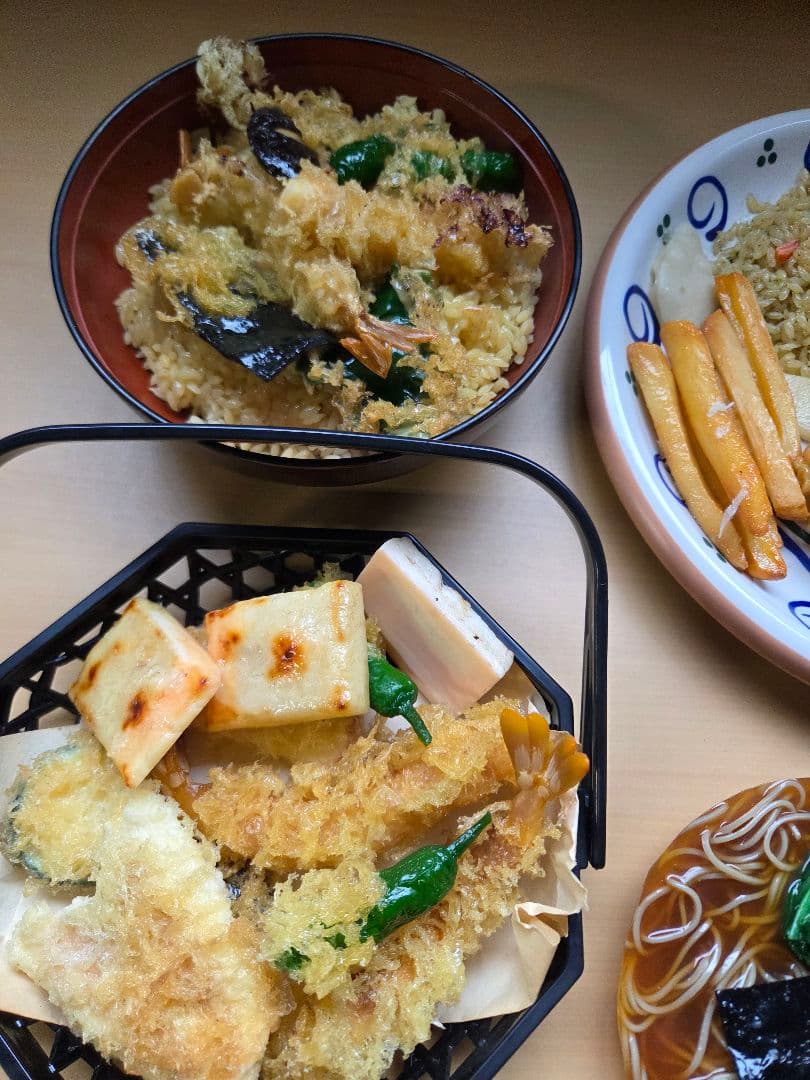 食品サンプル 天ぷら ハンバーグ ステーキ エビフライ 天丼