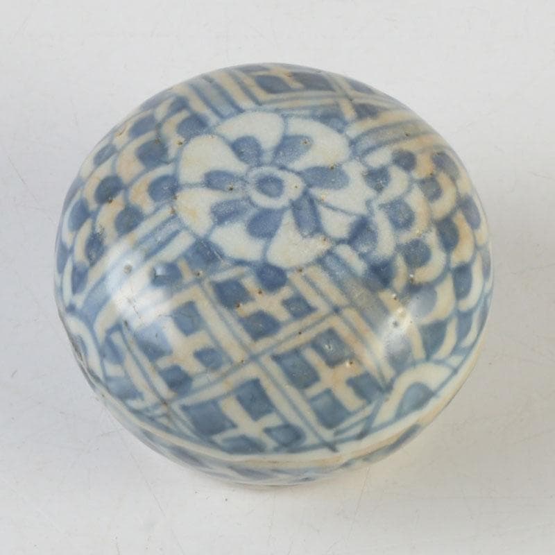 中国　宋胡録　青花　香合　盒子　C　A70