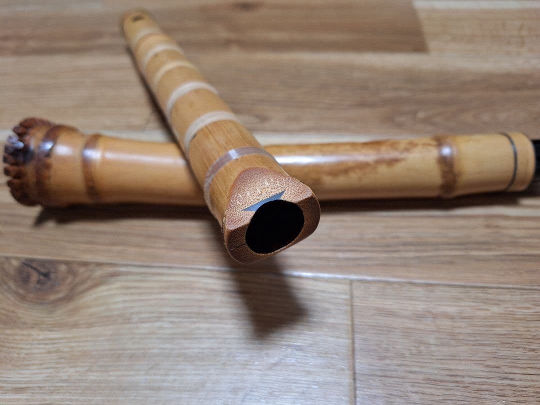 激安い！尺八 容山 竹製 2尺管 C管 中継ぎ銀三線 ジャンク