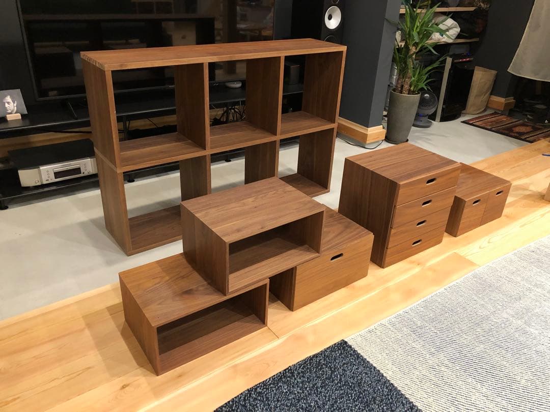 無印 スタッキングシェルフセット 3段×2列 ウォールナット材 引出し 棚 収納
